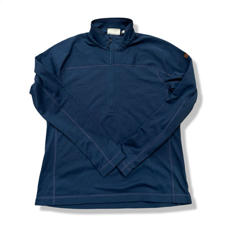 Blå Fjällräven Abisko Lite Fleece fleecetröja för dam, fotograferad framifrån mot en vit bakgrund.