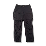 Dark blue Fjällräven Abisko Hybrid Trail Trousers Zip-off women's outdoor pants, front view against a white background.