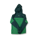Back view of a green Marmot Rom GTX Infinium hooded softshell jacket against a white background.