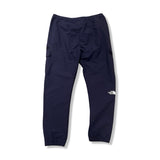 Back view of a blue The North Face men's activewear pants against a white background.