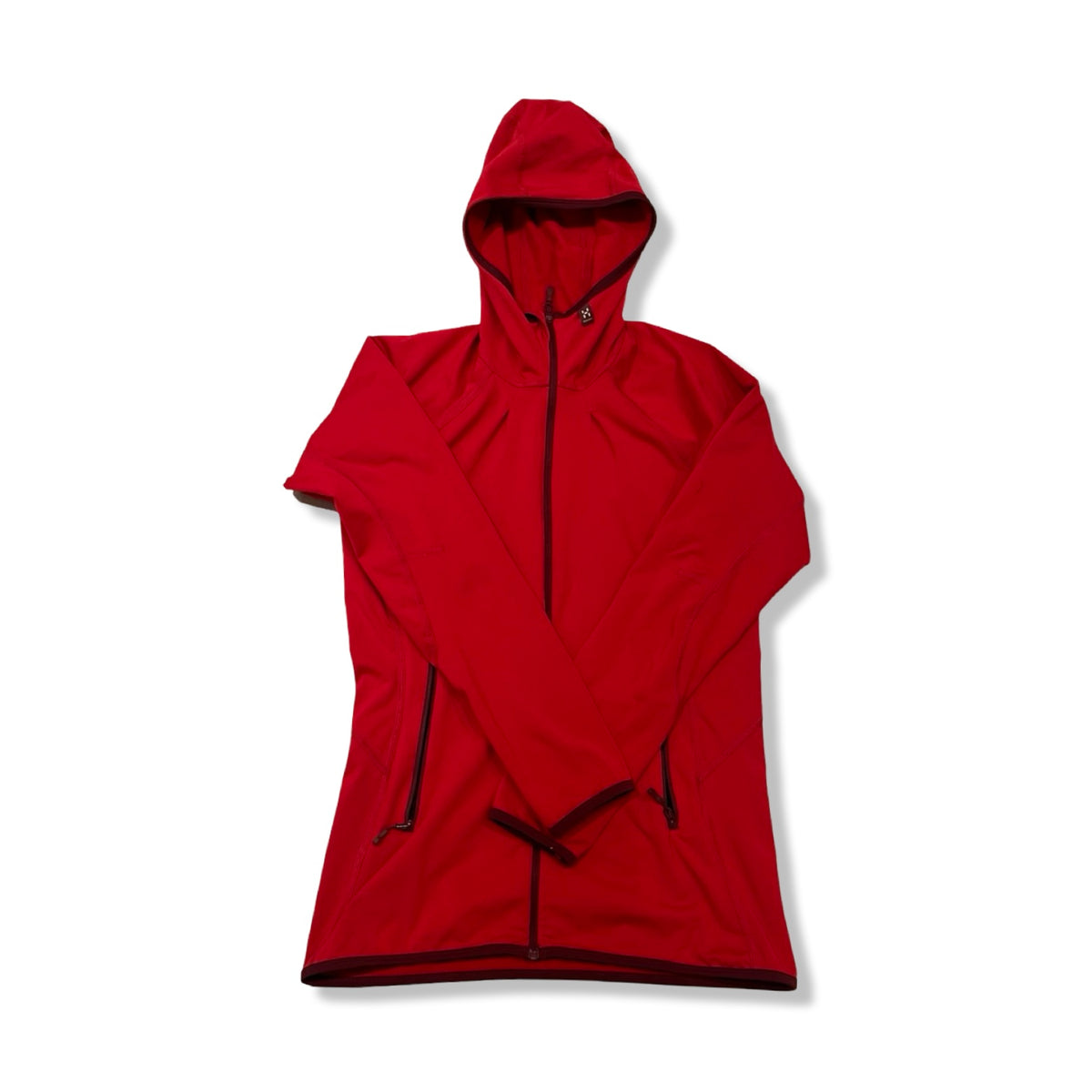 Pink Haglöfs Limber Hood fleece hoodie, front view against a white background.