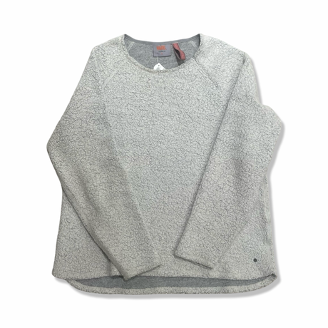 Grå Varg sweatshirt för herr i teddyfleece, fotograferad framifrån mot en vit bakgrund.