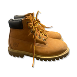 Brown Timberland kids' boots, size 27-30, side view against a white background.
