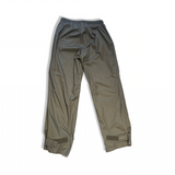 Beige Fjällräven Ruska unisex rain pants with elastic waist and velcro adjustment, front view on a white background.