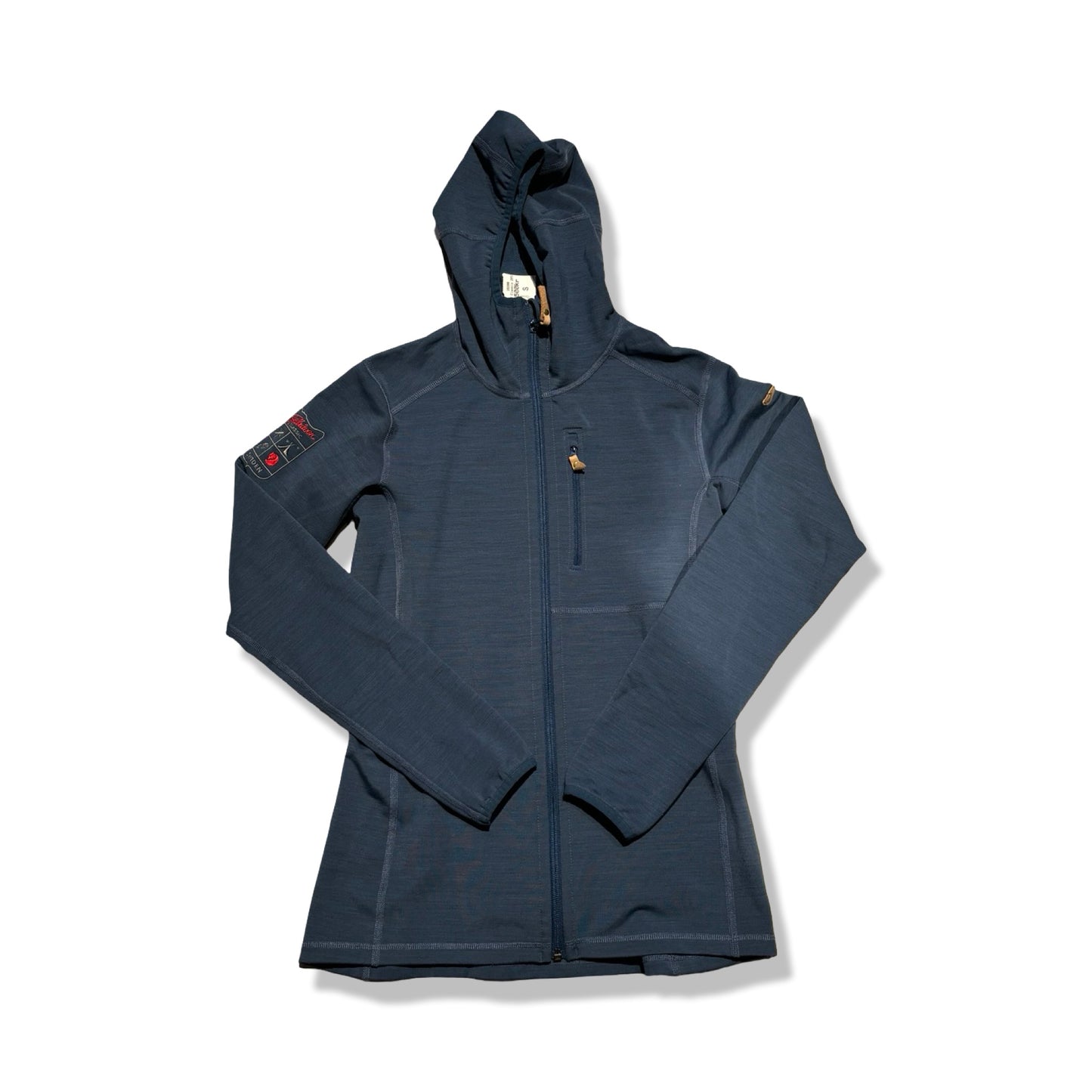 Fjällräven FJR fleecetröja för dam i blått, fotograferad framifrån mot en vit bakgrund.