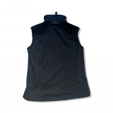 Women's black Haglöfs fleece vest, back view against a white background.