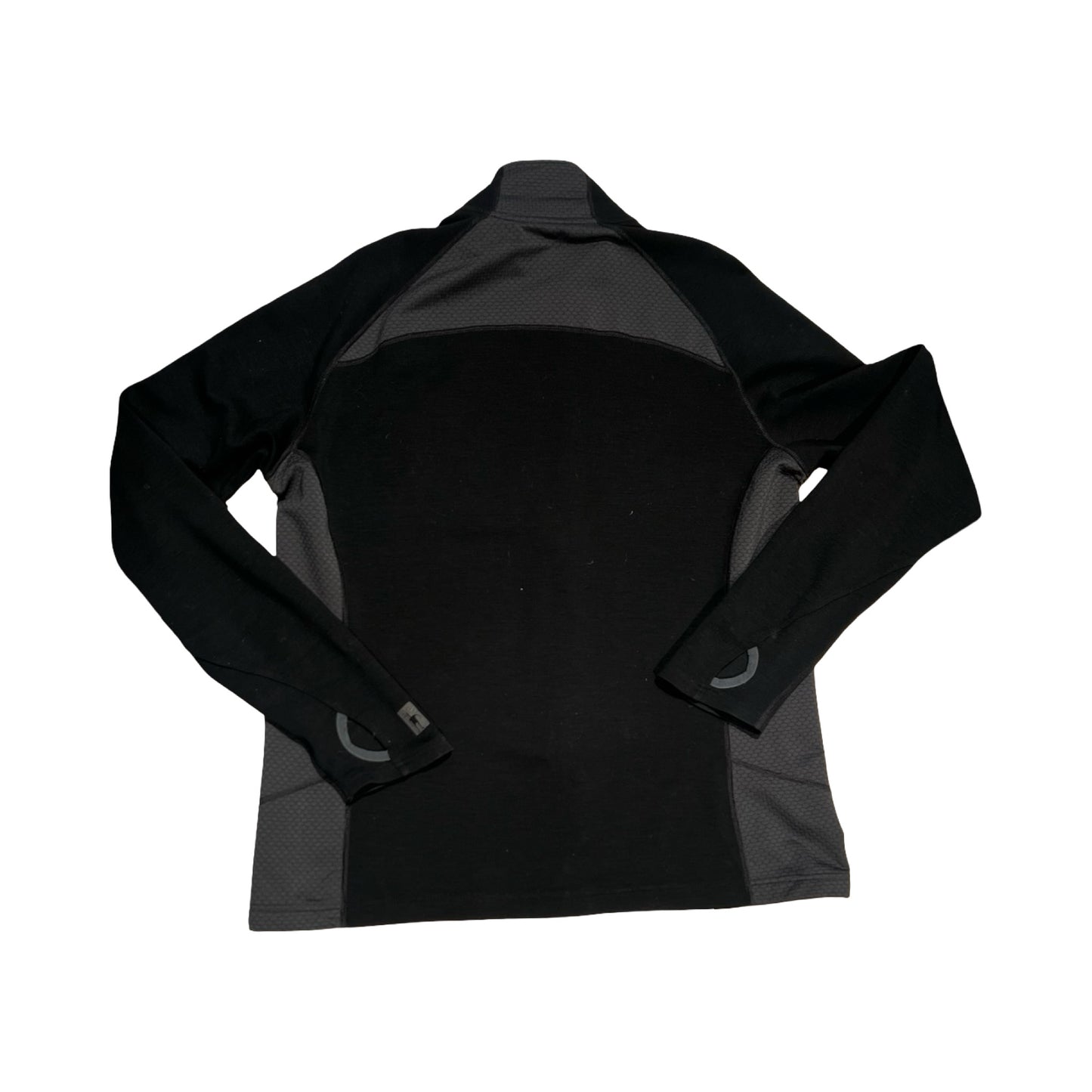 Baksidan av Smartwool fleecetröja för herr i svart och grått.