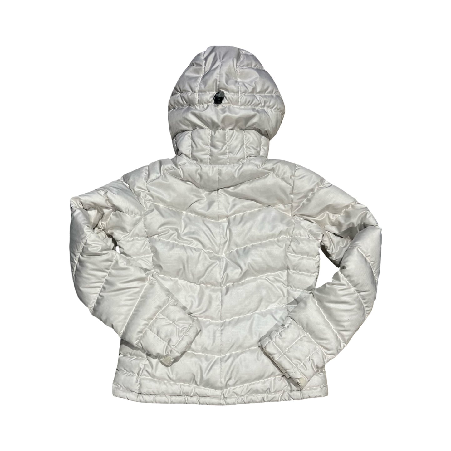 Baksidan av Patagonia dunjacka för dam i vitt.