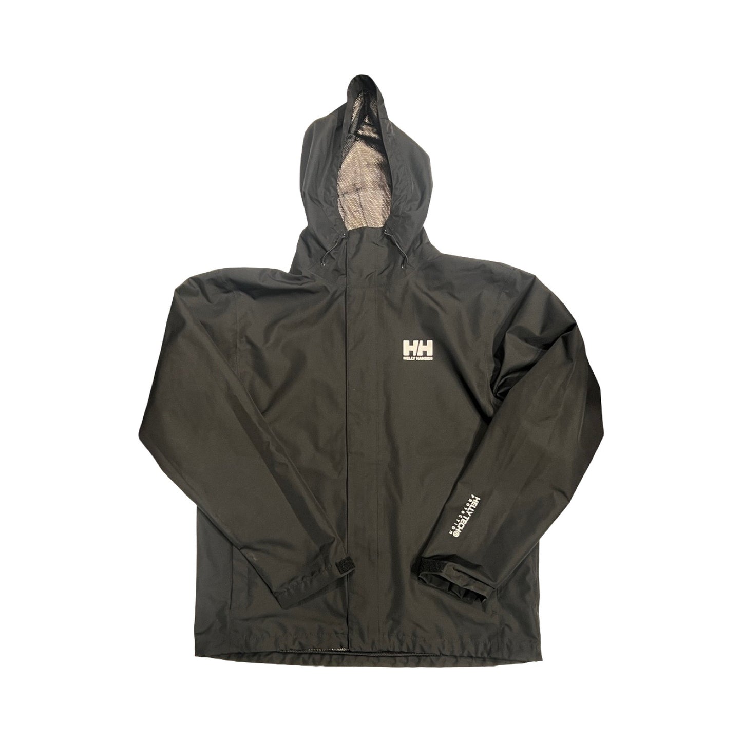 Helly Hansen Seven J skaljacka för herr. Jackan har huva och heldragen dragkedja och är fotograferad platt framifrån mot en vit bakgrund.