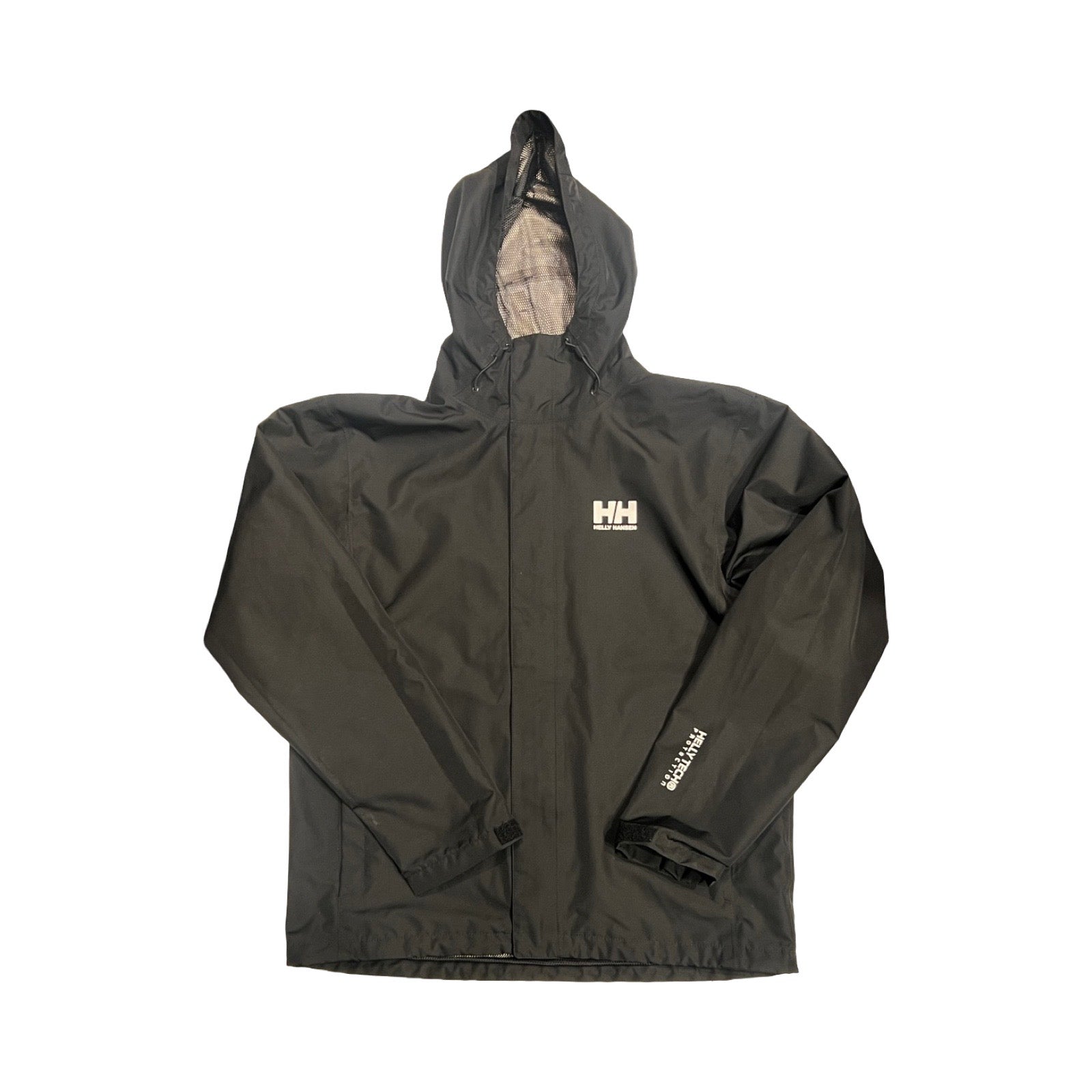 Helly Hansen Seven J skaljacka för herr. Jackan har huva och heldragen dragkedja och är fotograferad platt framifrån mot en vit bakgrund.