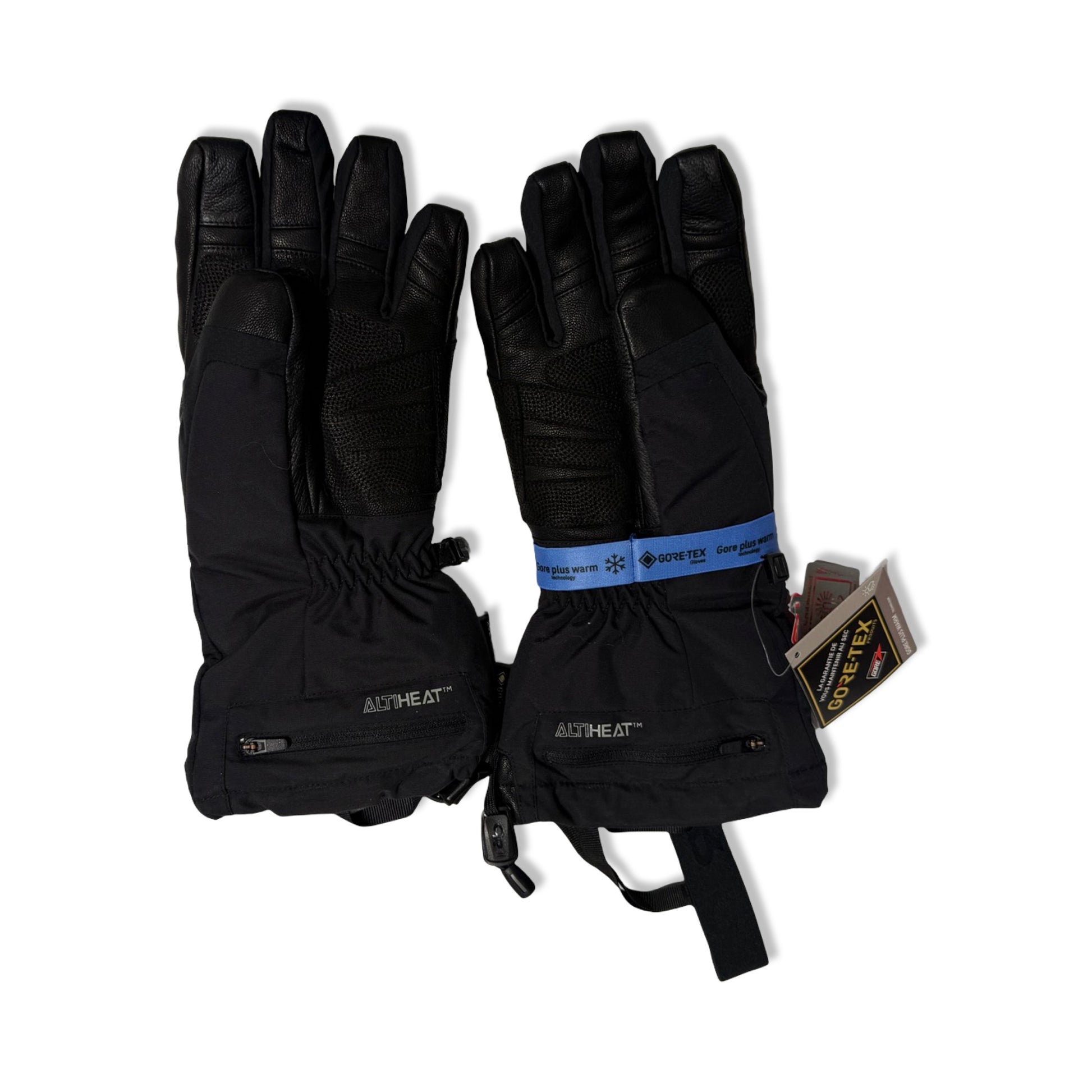 Outdoor Research Lucent Heated Sensor handskar för dam i svart, fotograferade platt mot en vit bakgrund.