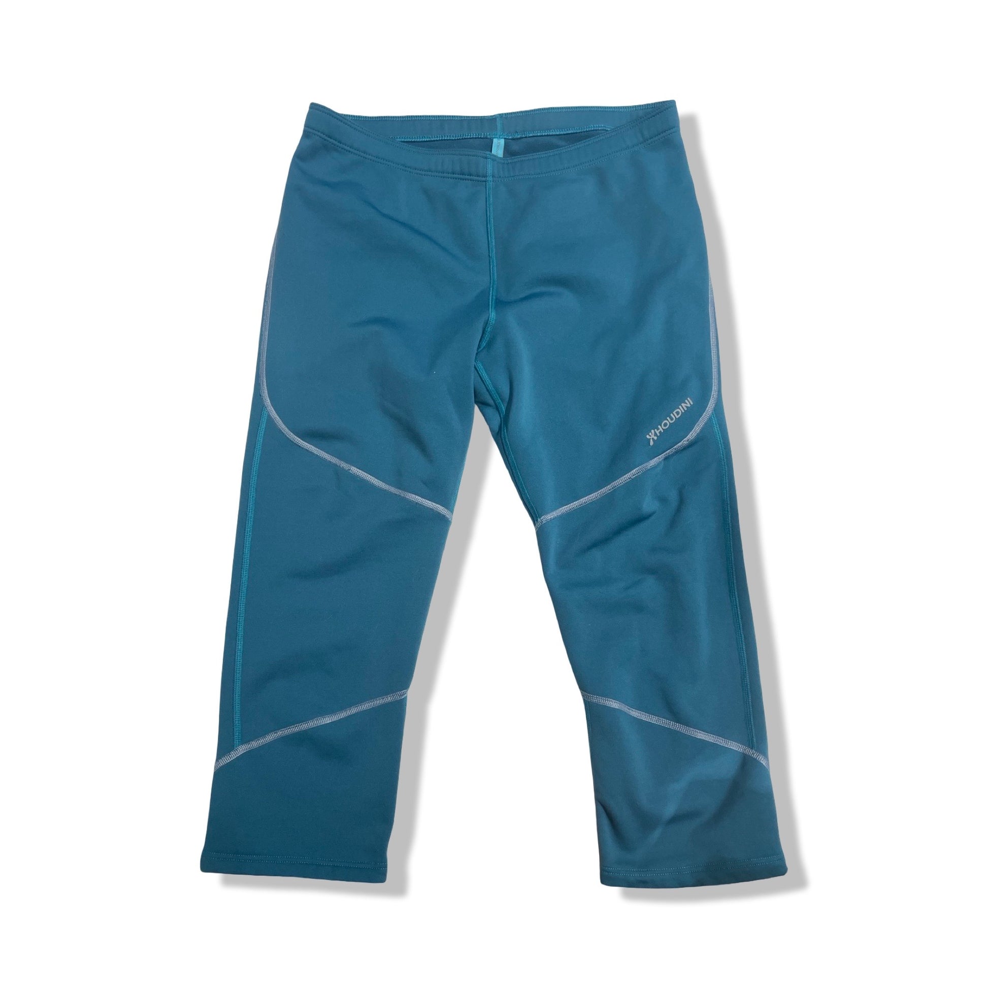 Houdini Drop Knee Power Tights underställsbyxor för herr i blått, fotograferade framifrån mot en vit bakgrund.