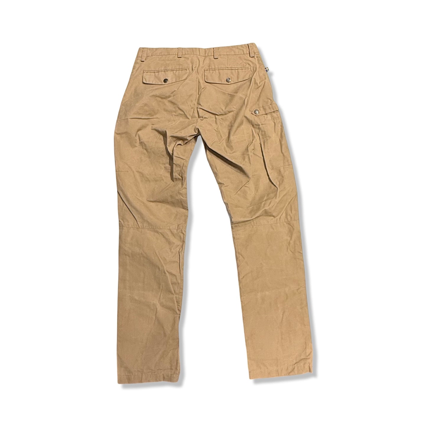 Baksidan av Fjällräven vandringsbyxa för dam i beige.