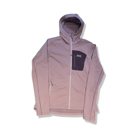 Lila Helly Hansen Versalite fleecehoodie för dam med bröstficka, fotograferad framifrån mot en vit bakgrund.