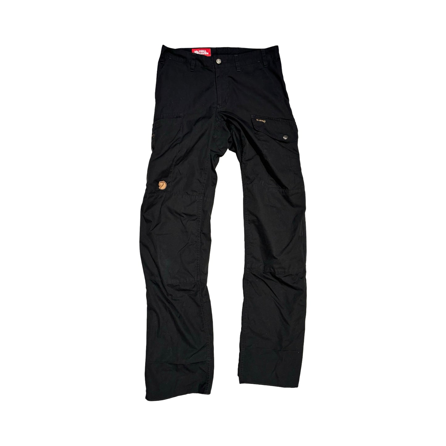 Fjällräven vandringsbyxa för dam i svart, fotograferad framifrån mot en vit bakgrund.