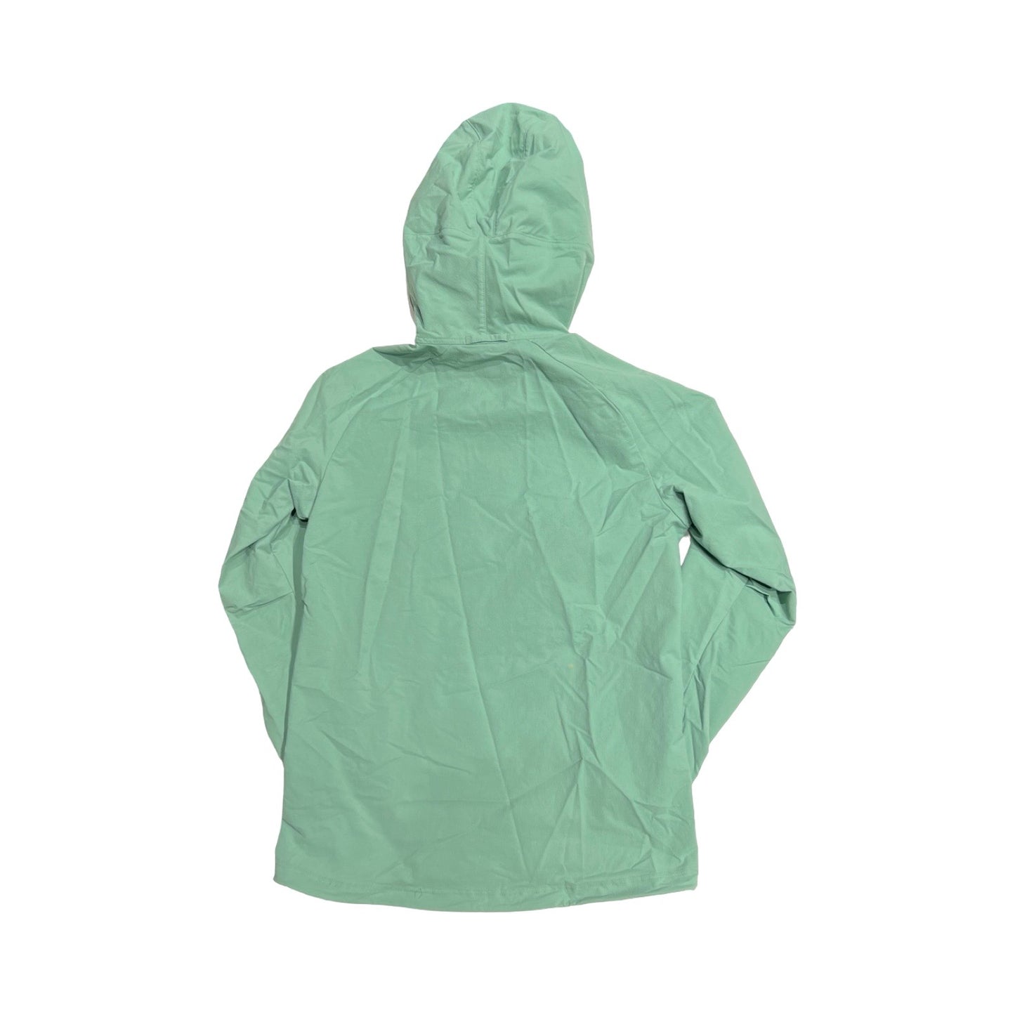 Baksidan av Röyk Rover anorak för dam i grönt, fotograferad mot en vit bakgrund.