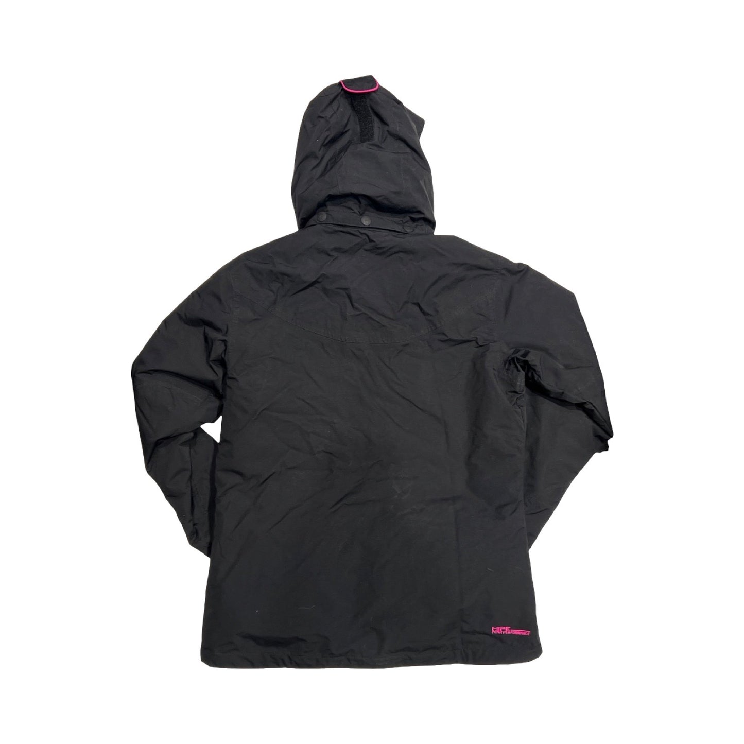 Baksidan av Peak Performance Hipe skidjacka för barn i svart. Jackan är fotograferad platt mot en vit bakgrund.