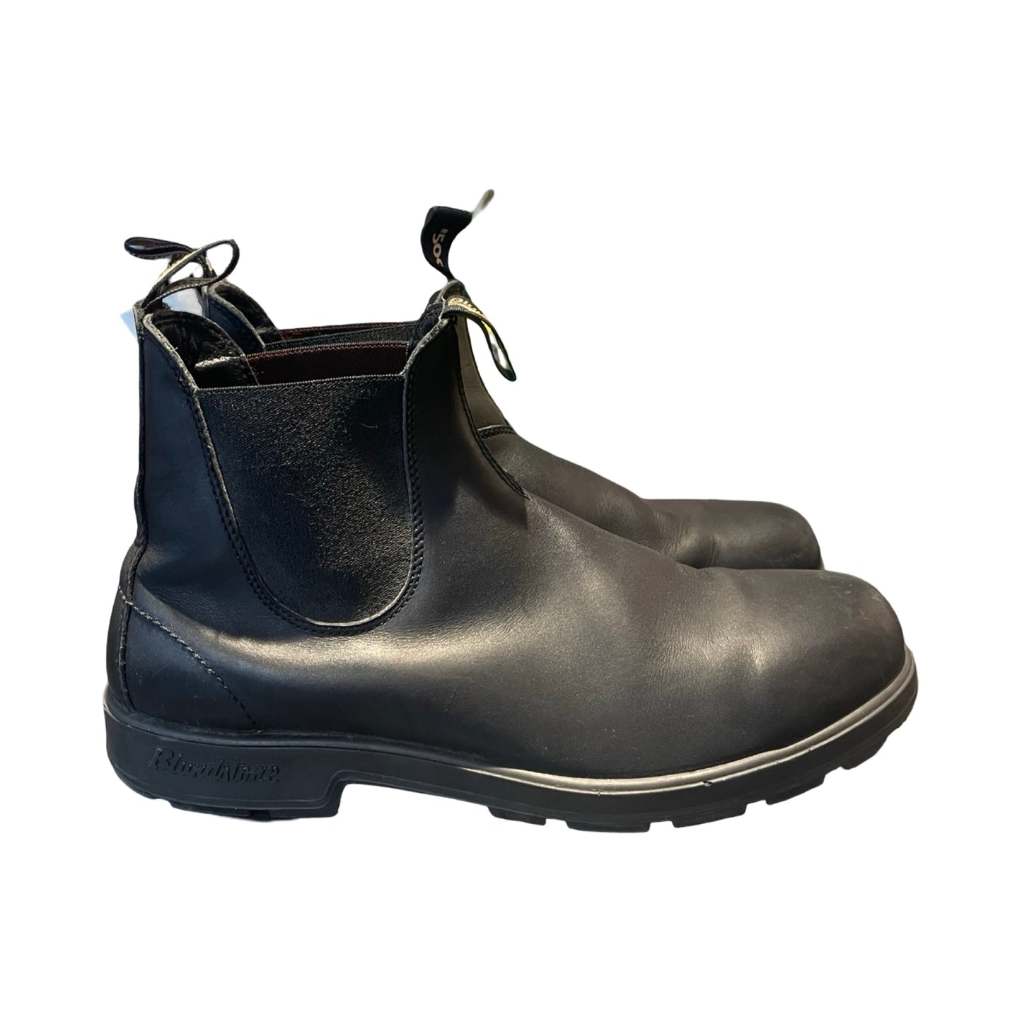 Blundstone 510 Voltan kängor för herr i svart läder, fotograferade från sidan mot en vit bakgrund.